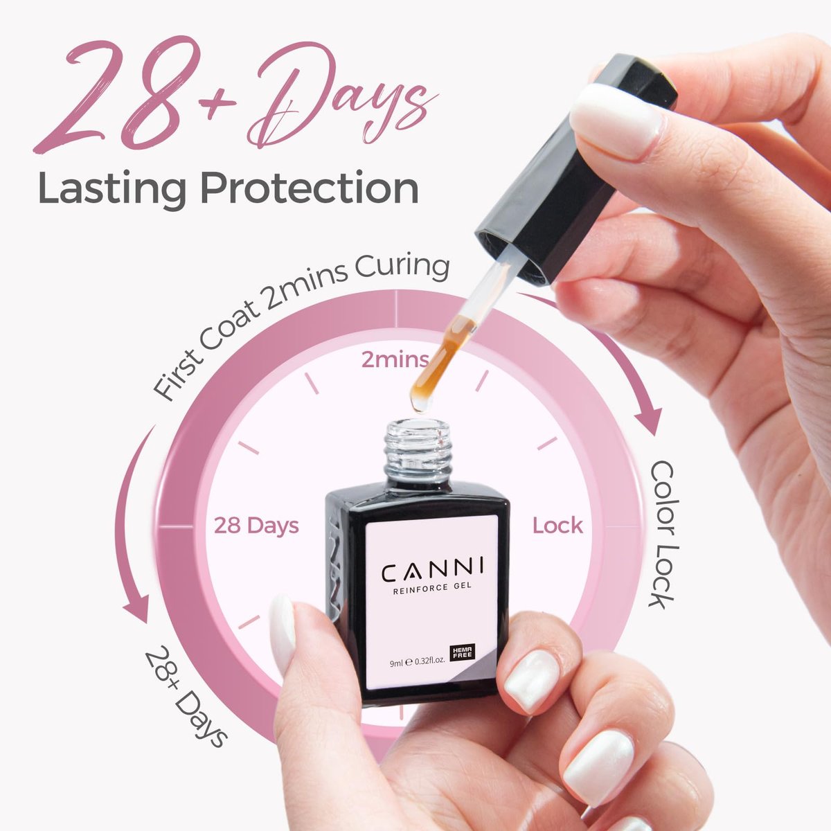 CANNI Nail Strengthening Reinforce Gel – Clear Hardener Polish for Weak, Damaged Nails, Long-Lasting Soak-Off DIY Nail Art - görsel 5