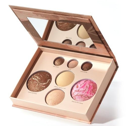 Baked Face Palette for Mature Skin – Bronzer, Blush, Highlighter & Eyeshadows – Velvet Texture, Vegan & Cruelty-Free, Travel-Friendly Makeup Kit Avelisse