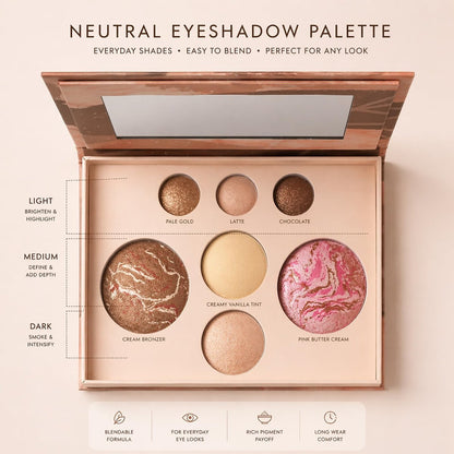 Baked Face Palette for Mature Skin – Bronzer, Blush, Highlighter & Eyeshadows – Velvet Texture, Vegan & Cruelty-Free, Travel-Friendly Makeup Kit Avelisse