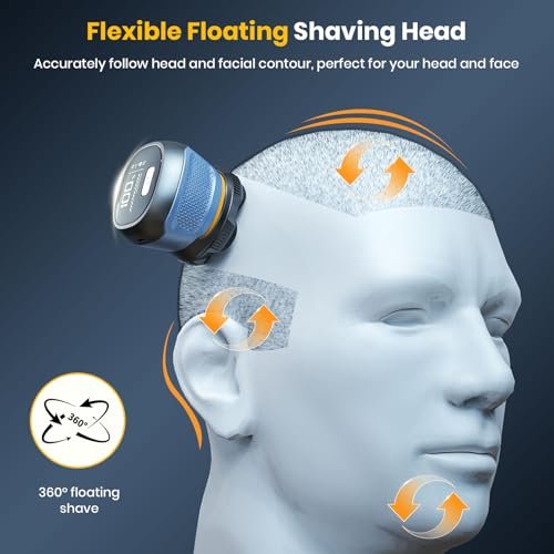 TLMUSE Head Shaver for Bald Men - 2026 Upgraded Magnetic Head Shaver, IPX7 Waterproof Wet/Dry, 2-Speed Rotary Shaver, Model 372 (Blue) Avelisse