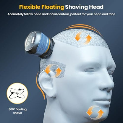 TLMUSE Head Shaver for Bald Men - 2026 Upgraded Magnetic Head Shaver, IPX7 Waterproof Wet/Dry, 2-Speed Rotary Shaver, Model 372 (Blue) Avelisse