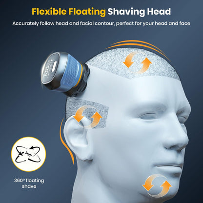 TLMUSE Head Shaver for Bald Men - 2026 Upgraded Magnetic Head Shaver, IPX7 Waterproof Wet/Dry, 2-Speed Rotary Shaver, Model 372 (Blue) Avelisse