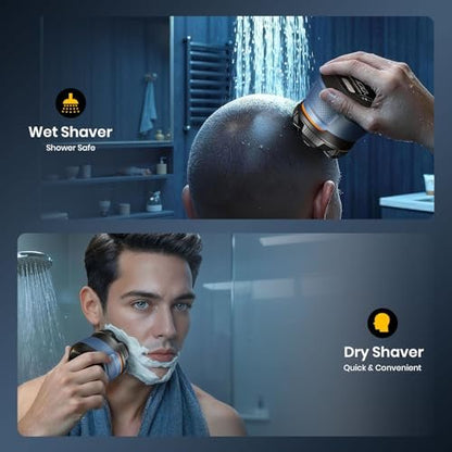 TLMUSE Head Shaver for Bald Men - 2026 Upgraded Magnetic Head Shaver, IPX7 Waterproof Wet/Dry, 2-Speed Rotary Shaver, Model 372 (Blue) Avelisse