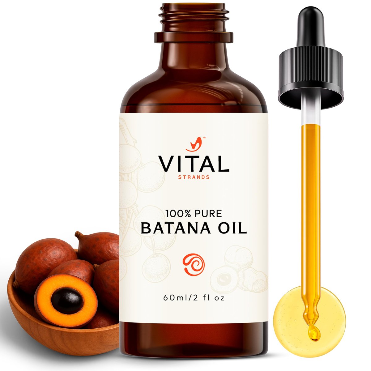 Vital Strands Batana Oil for Hair Growth – 100% Pure & Organic Botana Oil from Honduras – Strengthens, Thickens & Restores Natural Hair – Cold Pressed Raw Scalp & Hair Treatment for Men & Women – 60ml Avelisse