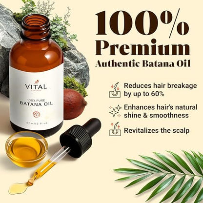 Vital Strands Batana Oil for Hair Growth – 100% Pure & Organic Botana Oil from Honduras – Strengthens, Thickens & Restores Natural Hair – Cold Pressed Raw Scalp & Hair Treatment for Men & Women – 60ml Avelisse