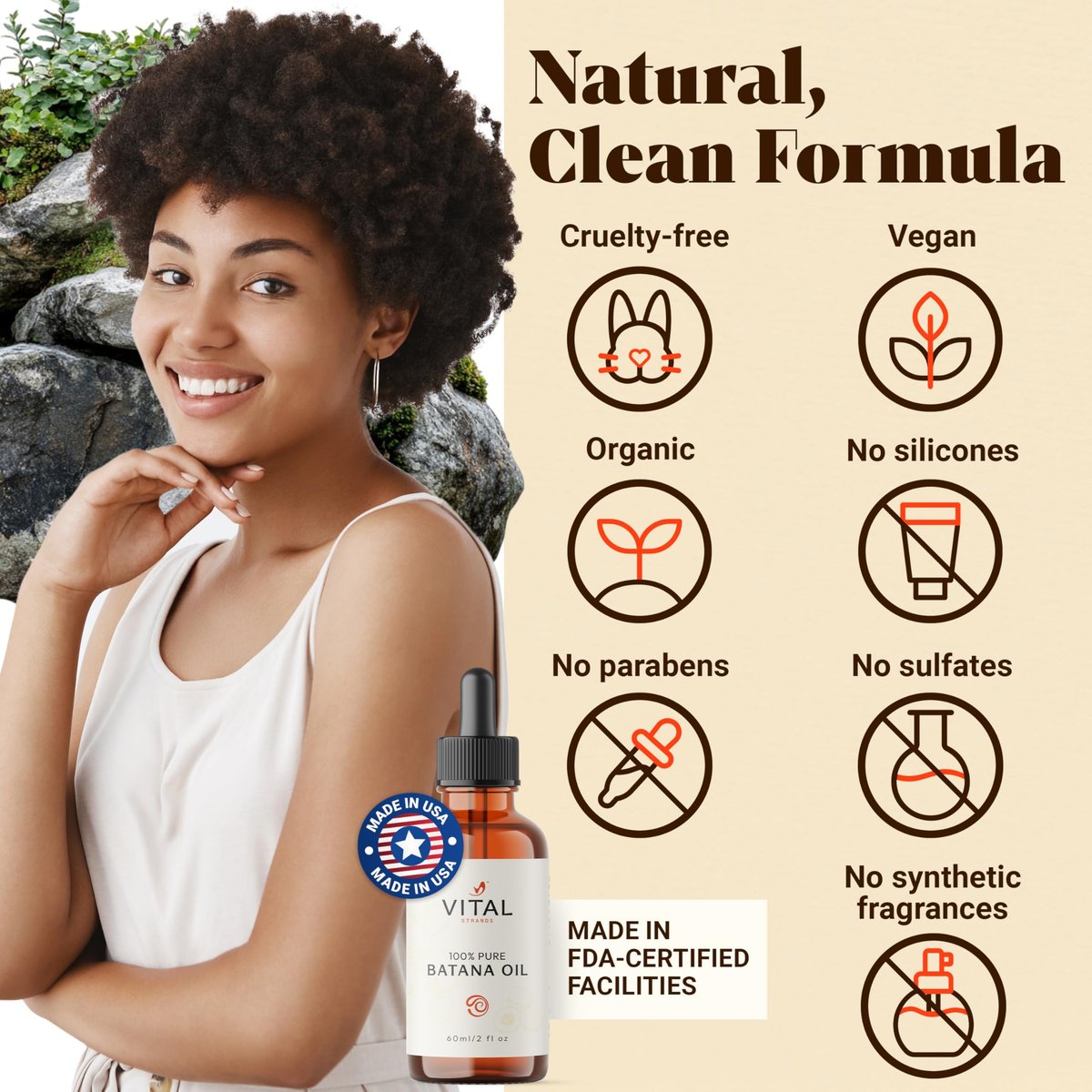 Vital Strands Batana Oil for Hair Growth – 100% Pure & Organic Botana Oil from Honduras – Strengthens, Thickens & Restores Natural Hair – Cold Pressed Raw Scalp & Hair Treatment for Men & Women – 60ml Avelisse