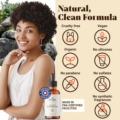 Vital Strands Batana Oil for Hair Growth – 100% Pure & Organic Botana Oil from Honduras – Strengthens, Thickens & Restores Natural Hair – Cold Pressed Raw Scalp & Hair Treatment for Men & Women – 60ml Avelisse