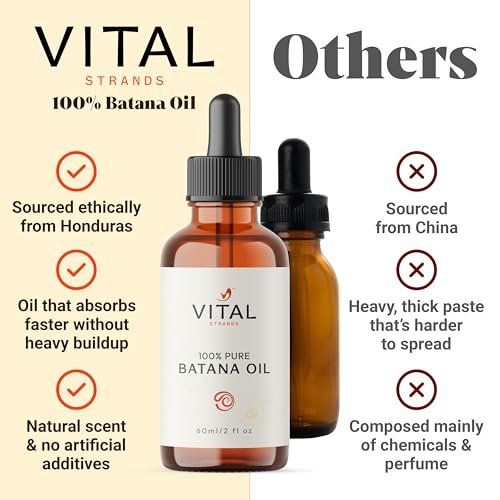 Vital Strands Batana Oil for Hair Growth – 100% Pure & Organic Botana Oil from Honduras – Strengthens, Thickens & Restores Natural Hair – Cold Pressed Raw Scalp & Hair Treatment for Men & Women – 60ml Avelisse