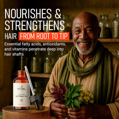 Vital Strands Batana Oil for Hair Growth – 100% Pure & Organic Botana Oil from Honduras – Strengthens, Thickens & Restores Natural Hair – Cold Pressed Raw Scalp & Hair Treatment for Men & Women – 60ml Avelisse