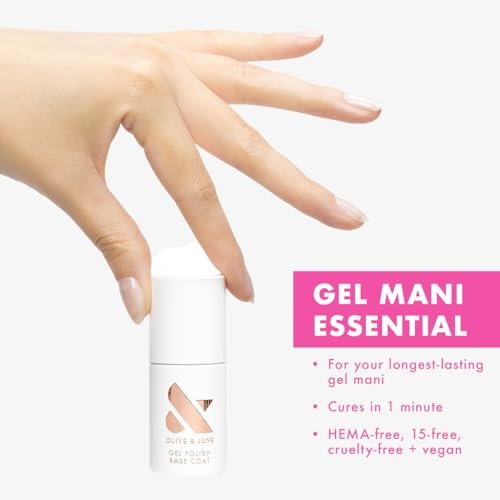 Olive & June Gel Polish Base Coat – Long Lasting, HEMA-Free & Cruelty-Free, UV LED Nail Lamp Required, 0.46 Fl Oz - görsel 6