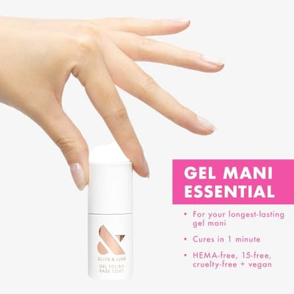 Olive & June Gel Polish Base Coat – Long Lasting, HEMA-Free & Cruelty-Free, UV LED Nail Lamp Required, 0.46 Fl Oz