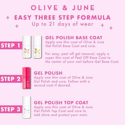 Olive & June Gel Polish Base Coat – Long Lasting, HEMA-Free & Cruelty-Free, UV LED Nail Lamp Required, 0.46 Fl Oz
