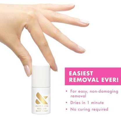 Olive & June Peel Off Base Coat - Non-Damaging, Acetone-Free Removal, Long-Lasting Salon-Quality Manicure at Home - Vegan, HEMA-Free, Cruelty-Free (0.46 Fl Oz) Avelisse