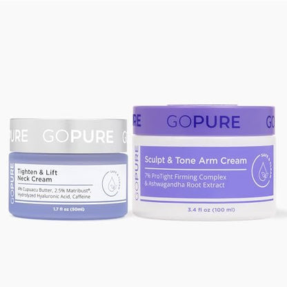 goPure Sculpting Duo Set: Tighten & Lift Neck Cream & Sculpt & Tone Arm Cream - Firms Crepey, Loose Skin - Advanced Fast-Absorbing Formula Avelisse