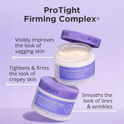 goPure Sculpting Duo Set: Tighten & Lift Neck Cream & Sculpt & Tone Arm Cream - Firms Crepey, Loose Skin - Advanced Fast-Absorbing Formula Avelisse