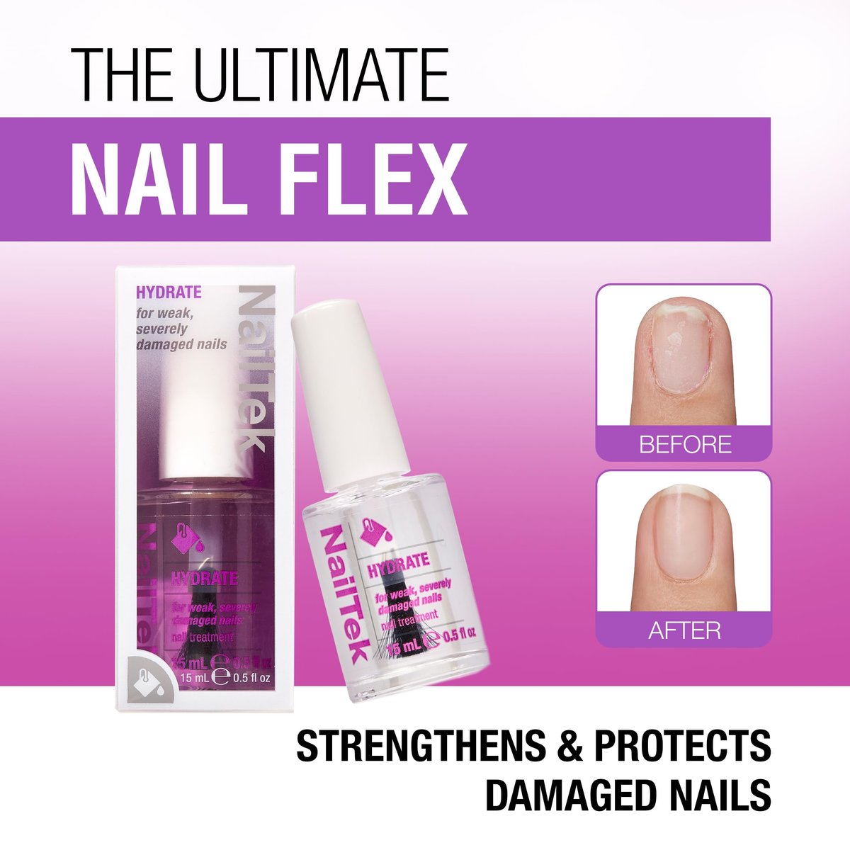 Nail Tek Hydrate Formula 4 – Moisturizing Nail Strengthener for Weak & Damaged Nails, 0.5 fl oz Avelisse