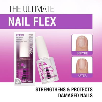 Nail Tek Hydrate Formula 4 – Moisturizing Nail Strengthener for Weak & Damaged Nails, 0.5 fl oz Avelisse