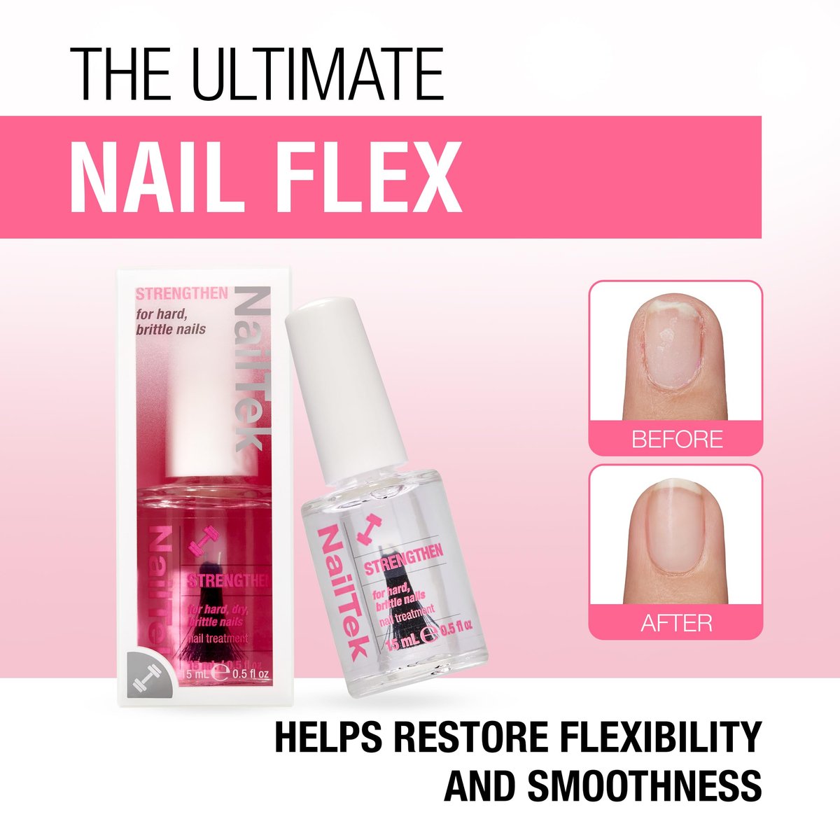 Nail Tek Nail Strengthener Formula 3 – Hard, Dry, Brittle Nails Treatment, 0.5 fl oz Avelisse