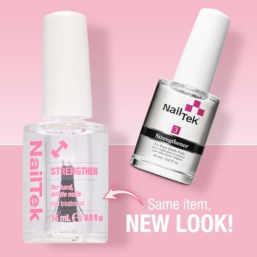 Nail Tek Nail Strengthener Formula 3 – Hard, Dry, Brittle Nails Treatment, 0.5 fl oz Avelisse