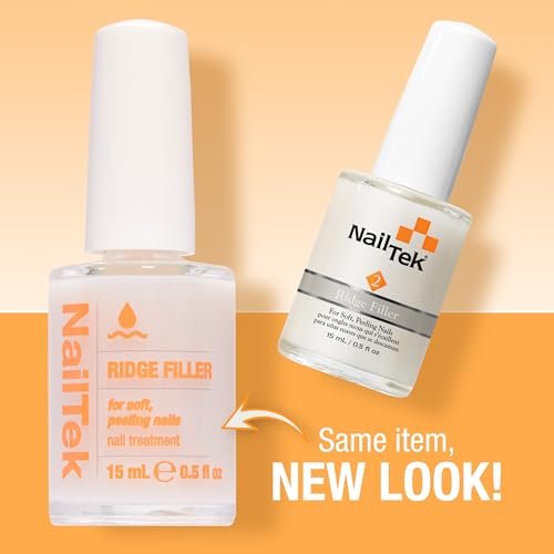 Nail Tek Ridge Filler Formula 2 – Clear Ridge Filler for Nails, Base Coat & Strengthener for Soft Peeling Nails, 0.5 fl oz Avelisse