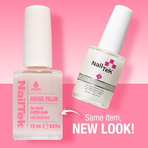 Nail Tek Ridge Filler Formula 3 – Clear Ridge Filler, Base Coat & Strengthener for Hard & Brittle Nails | 0.5 fl oz Avelisse