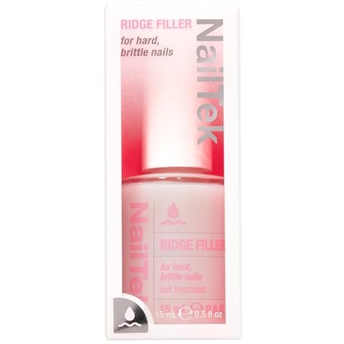 Nail Tek Ridge Filler Formula 3 – Clear Ridge Filler, Base Coat & Strengthener for Hard & Brittle Nails | 0.5 fl oz Avelisse