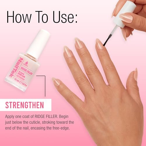 Nail Tek Ridge Filler Formula 3 – Clear Ridge Filler, Base Coat & Strengthener for Hard & Brittle Nails | 0.5 fl oz Avelisse