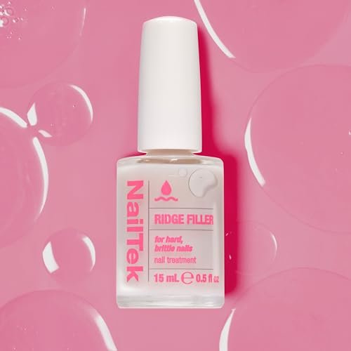 Nail Tek Ridge Filler Formula 3 – Clear Ridge Filler, Base Coat & Strengthener for Hard & Brittle Nails | 0.5 fl oz Avelisse
