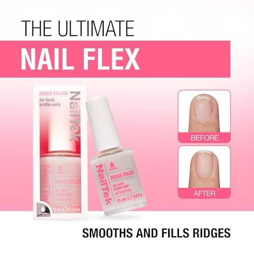 Nail Tek Ridge Filler Formula 3 – Clear Ridge Filler, Base Coat & Strengthener for Hard & Brittle Nails | 0.5 fl oz Avelisse