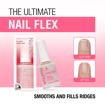 Nail Tek Ridge Filler Formula 3 – Clear Ridge Filler, Base Coat & Strengthener for Hard & Brittle Nails | 0.5 fl oz Avelisse