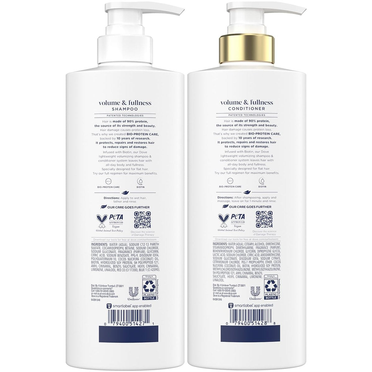 Dove Volume & Fullness Shampoo and Conditioner Set – Daily Volumizing Hair Care with Collagen, 18 oz Each Avelisse