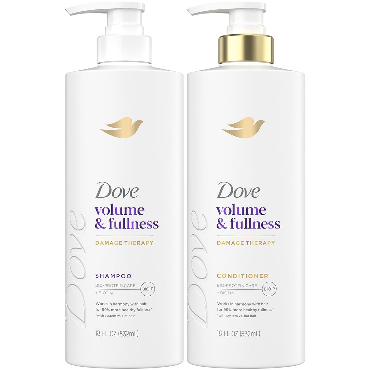 Dove Volume & Fullness Shampoo and Conditioner Set – Daily Volumizing Hair Care with Collagen, 18 oz Each Avelisse