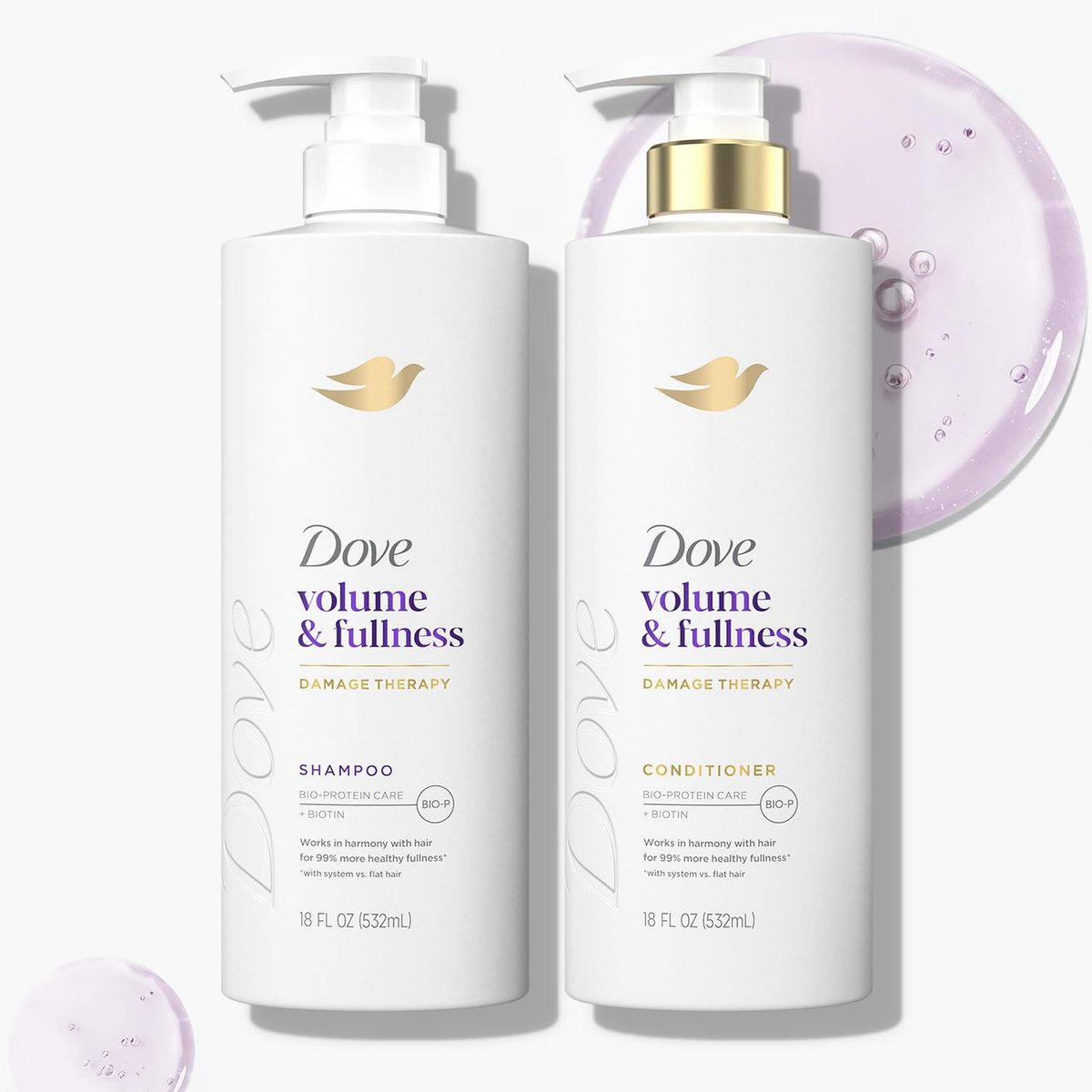 Dove Volume & Fullness Shampoo and Conditioner Set – Daily Volumizing Hair Care with Collagen, 18 oz Each Avelisse