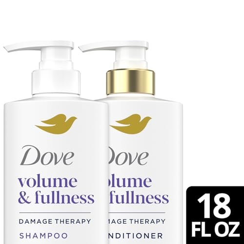 Dove Volume & Fullness Shampoo and Conditioner Set – Daily Volumizing Hair Care with Collagen, 18 oz Each Avelisse