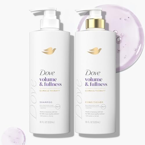 Dove Volume & Fullness Shampoo and Conditioner Set – Daily Volumizing Hair Care with Collagen, 18 oz Each Avelisse