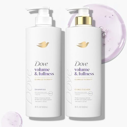 Dove Volume & Fullness Shampoo and Conditioner Set – Daily Volumizing Hair Care with Collagen, 18 oz Each Avelisse