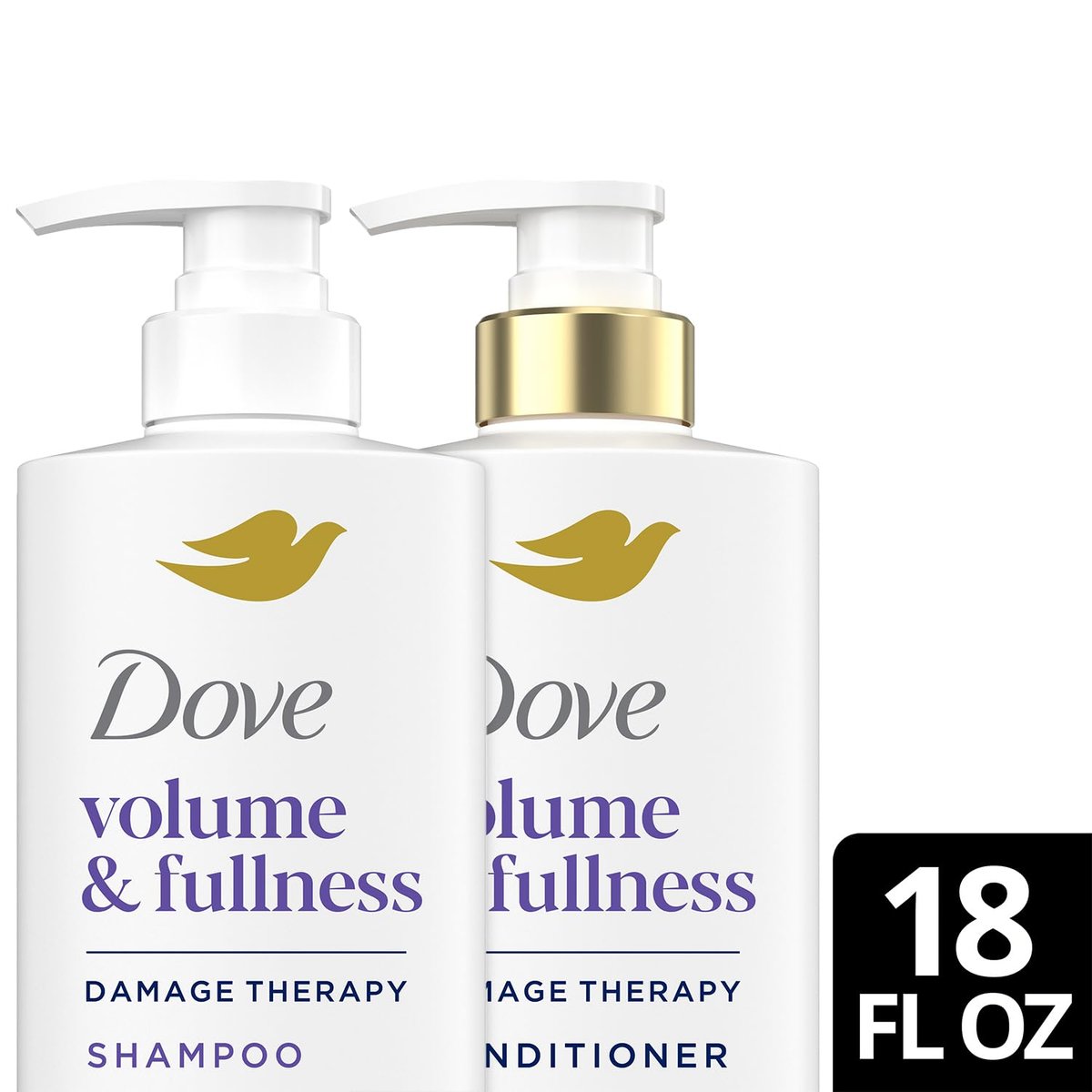 Dove Volume & Fullness Shampoo and Conditioner Set – Daily Volumizing Hair Care with Collagen, 18 oz Each Avelisse