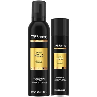 TRESemmé Extra Hold Hairspray & Shaping Mousse Bundle – 24H Touchable Hold & Volume + Frizz Control Avelisse