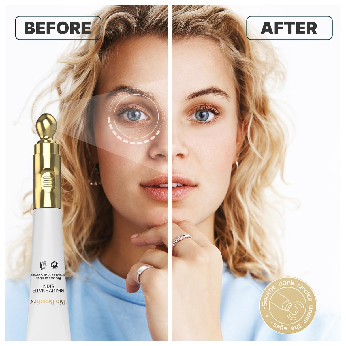 Retinol Under Eye Cream with Electric Massager - Hydrating Anti-Aging Eye Cream to Reduce Dark Circles, Wrinkles & Puffiness for Men & Women Avelisse