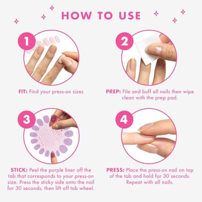 Super Stick Mani Adhesive Tabs Set - No Glue Needed, Non-Toxic, 7-Day Wear for Olive & June Press-On Nails