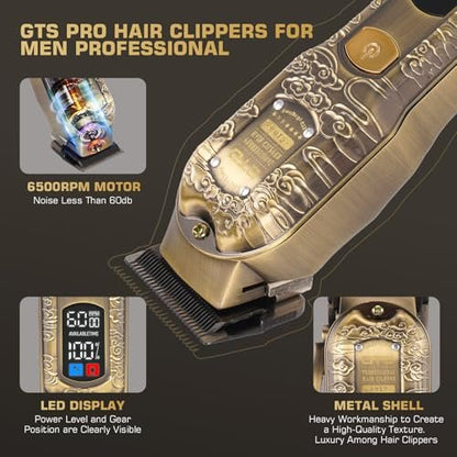 GTSPRO Professional Hair Clippers for Men – Cordless Barber Clippers with LCD Display, Precision Trimmer & Travel Case Avelisse