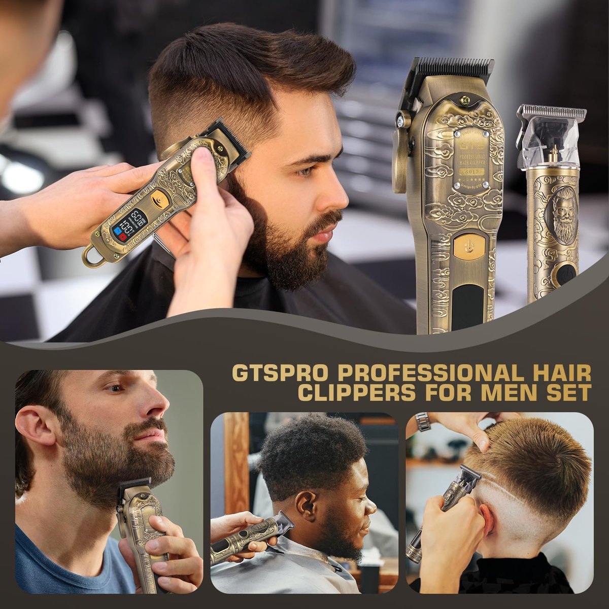 GTSPRO Professional Hair Clippers for Men – Cordless Barber Clippers with LCD Display, Precision Trimmer & Travel Case Avelisse