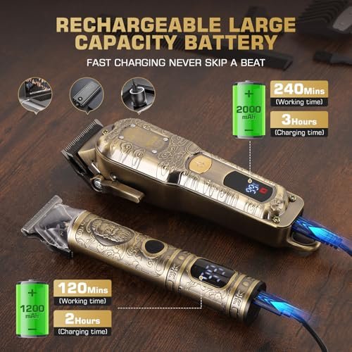 GTSPRO Professional Hair Clippers for Men – Cordless Barber Clippers with LCD Display, Precision Trimmer & Travel Case Avelisse