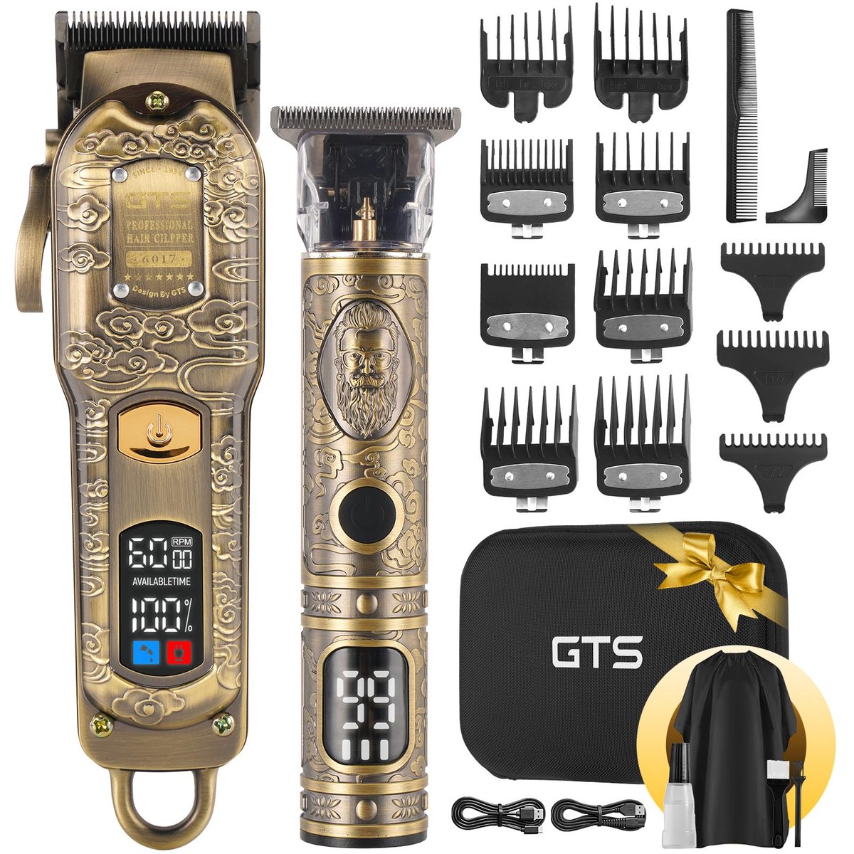 GTSPRO Professional Hair Clippers for Men – Cordless Barber Clippers with LCD Display, Precision Trimmer & Travel Case Avelisse