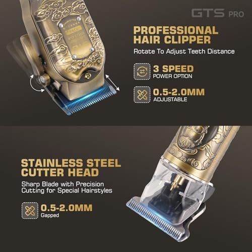 GTSPRO Professional Hair Clippers for Men – Cordless Barber Clippers with LCD Display, Precision Trimmer & Travel Case Avelisse