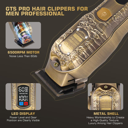 GTSPRO Professional Hair Clippers for Men – Cordless Barber Clippers with LCD Display, Precision Trimmer & Travel Case Avelisse
