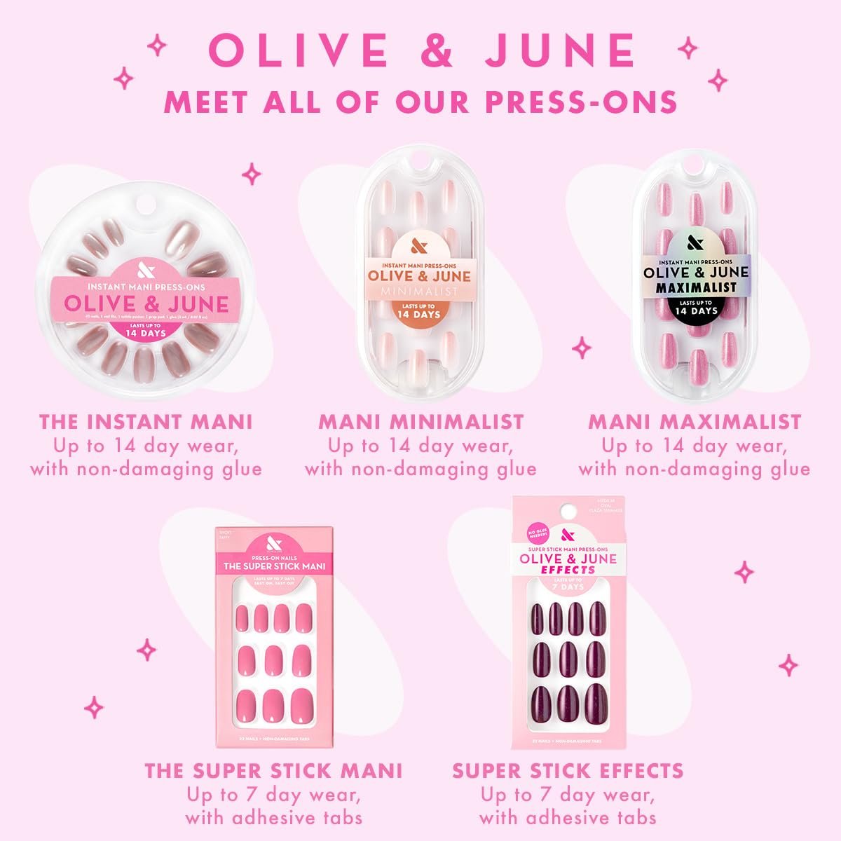Olive & June Classic Super Stick Mani Press On Nails - No Glue Needed, 32 Tab Nails, 16 Sizes, Non-Toxic, 7-Day Wear, Spring Flowers & Patterns, Short Round, Gelato Pink - görsel 16