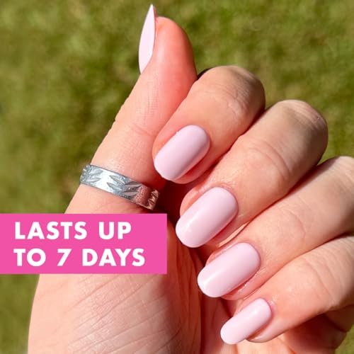 Olive & June Classic Super Stick Mani Press On Nails - No Glue Needed, 32 Tab Nails, 16 Sizes, Non-Toxic, 7-Day Wear, Spring Flowers & Patterns, Short Round, Gelato Pink - görsel 5