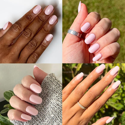 Olive & June Classic Super Stick Mani Press On Nails - No Glue Needed, 32 Tab Nails, 16 Sizes, Non-Toxic, 7-Day Wear, Spring Flowers & Patterns, Short Round, Gelato Pink