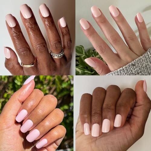 Olive & June Classic Super Stick Mani Press On Nails - No Glue Needed, 32 Tab Nails, 16 Sizes, Non-Toxic, 7-Day Wear, Spring Flowers & Patterns, Short Squoval, Tutu Pastel Pink - görsel 11